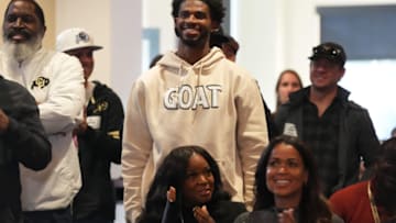 Colorado football tight ends coach Tim Brewster believes Shedeur Sanders is so good that the Buffs offense has to meet him "on his level" Mandatory Credit: Ron Chenoy-USA TODAY SportsUniversity of Colorado chancellor Phil DiStefano and athletic director Rick George