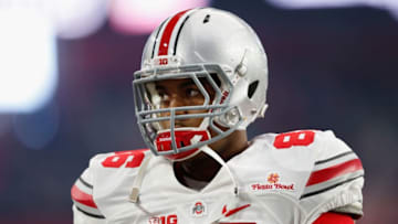 GLENDALE, AZ - JANUARY 01: Defensive lineman Dre'Mont Jones #86 of the Ohio State Buckeyes during the BattleFrog Fiesta Bowl against the Notre Dame Fighting Irish at University of Phoenix Stadium on January 1, 2016 in Glendale, Arizona. (Photo by Christian Petersen/Getty Images)