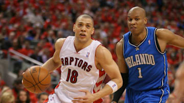 TORONTO,ON - APRIL 24: Anthony Parker #18 of the Toronto Raptors plays against the Orlando Magic in game 3 of the Eastern Conference quarterfinals on April 24, 2008 at the Air Canada Centre in Toronto, Ontario. (Photo by Claus Andersen/Getty Images)