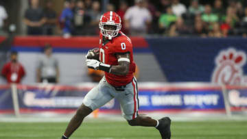 Sep 3, 2022; Atlanta, Georgia, USA; Georgia Bulldogs tight end Darnell Washington (0) runs after a catch against the Oregon Ducks in the second quarter at Mercedes-Benz Stadium. Mandatory Credit: Brett Davis-USA TODAY Sports