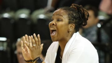 SPARTANBURG, SC - JANUARY 22: Yolett McPhee-McCuin head coach Jacksonville University. Jacksonville Dolphins traveled to Spartanburg, S.C. to play the University of South Carolina Upstate Spartans in some women's basketball on Monday evening of Jan. 22, 2018.(Photo by John Byrum/Icon Sportswire via Getty Images)
