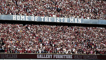COLLEGE STATION, TEXAS - NOVEMBER 06: The student section is seen during the game between the Texas A&M Aggies and Auburn Tigers at Kyle Field on November 06, 2021 in College Station, Texas. (Photo by Bob Levey/Getty Images)