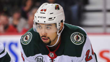CALGARY, AB - DECEMBER 6: Matt Dumba #24 of the Minnesota Wild in action against the Calgary Flames during an NHL game at Scotiabank Saddledome on December 6, 2018 in Calgary, Alberta, Canada. (Photo by Derek Leung/Getty Images)