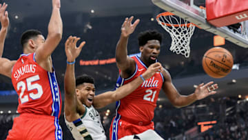 Joel Embiid, Ben Simmons, Sixers Mandatory Credit: Benny Sieu-USA TODAY Sports