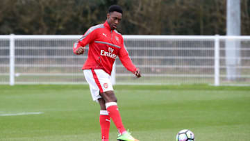 LEICESTER, ENGLAND - February 19: Danny Welbeck warms up ahead of the Leicester City v Arsenal U23 PL2 match at Holmes Park on February 19 , 2017 in Leicester, United Kingdom. (Photo by Plumb Images/Leicester City FC via Getty Images)