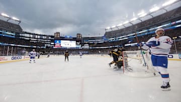 Jan 1, 2016; Foxborough, MA, USA; Montreal Canadiens left wing Max Pacioretty (67) celebrate a goal by Montreal Canadiens right wing Brendan Gallagher (11) in the Winter Classic hockey game at Gillette Stadium. Mandatory Credit: Greg M. Cooper-USA TODAY Sports