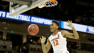 COLUMBIA, SOUTH CAROLINA - MARCH 24: De'Andre Hunter #12 of the Virginia Cavaliers dunks the ball against the Oklahoma Sooners during the second half in the second round game of the 2019 NCAA Men's Basketball Tournament at Colonial Life Arena on March 24, 2019 in Columbia, South Carolina. (Photo by Streeter Lecka/Getty Images)