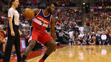 Oct 18, 2016; Columbus, OH, USA; Washington Wizards guard John Wall (2) against the Cleveland Cavaliers at the Jerome Schottenstein Center. The Wizards won 96-91. Mandatory Credit: Aaron Doster-USA TODAY Sports