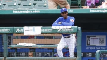 Aug 17, 2014; Arlington, TX, USA; Texas Rangers manager Ron Washington (38) during the game against the Los Angeles Angels at Globe Life Park in Arlington. Mandatory Credit: Kevin Jairaj-USA TODAY Sports