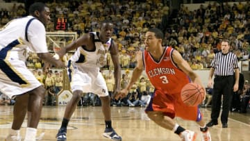 Jan 21, 2006; Atlanta, GA USA; Clemson Tigers guard (3) Vernon Hamilton drives the ball against the Georgia Tech Yellow Jackets at Alexander Memorial Coliseum in Atlanta, GA. Clemson defeated Georgia Tech 73-63. Mandatory Credit: Photo By Paul Abell-USA TODAY Sports (c) Copyright 2006 Paul Abell
