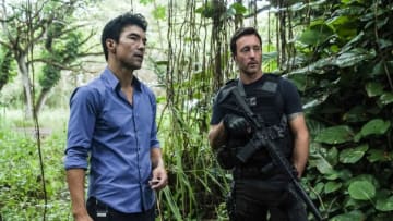 "He waha kou o ka he'e" -- When Grover's niece, Siobhan (Nia Holloway), goes missing from the police academy and it's discovered her boyfriend is an undercover member of the Yakuza, Adam may be her only hope of rescue, on HAWAII FIVE-0, Friday, Feb. 7 (9:00-10:00 PM, ET/PT) on the CBS Television Network. The episode was directed by series star Ian Anthony Dale and co-written by series star Chi McBride. Pictured L to R: Ian Anthony Dale as Adam Noshimuri and Alex O'Loughlin as Steve McGarrett. Photo: Karen Neal/CBS ©2020 CBS Broadcasting, Inc. All Rights Reserved ("He waha kou o ka he'e" is Hawaiian for "Yours is the mouth of an octopus.")