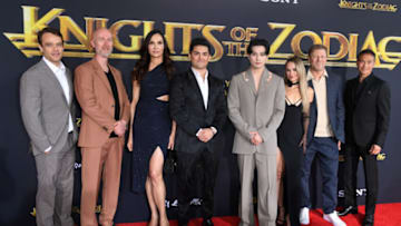 LOS ANGELES, CALIFORNIA - MAY 10: (L-R) Nick Stahl, Tomasz Bagiński, Famke Janssen, Diego Tinoco, Mackenyu, Madison Iseman, Sean Bean and Mark Dacascos attend the Los Angeles premiere of Sony Pictures' "Knights Of The Zodiac" at Academy Museum of Motion Pictures on May 10, 2023 in Los Angeles, California. (Photo by JC Olivera/WireImage)
