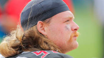 JACKSONVILLE, FLORIDA - DECEMBER 01: Beau Allen #91 of the Tampa Bay Buccaneers looks on during the fourth quarter of a game against the Jacksonville Jaguars at TIAA Bank Field on December 01, 2019 in Jacksonville, Florida. (Photo by James Gilbert/Getty Images)