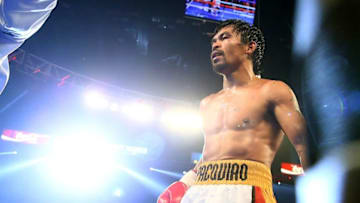 April 9, 2016; Las Vegas, NV, USA; Manny Pacquiao returns to his corner following his fight against Timothy Bradley at MGM Grand Garden Arena. Mandatory Credit: Mark J. Rebilas-USA TODAY Sports