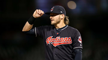 CHICAGO, IL - SEPTEMBER 26: Josh Donaldson #27 of the Cleveland Indians plays third base in the first inning against the Chicago White Sox at Guaranteed Rate Field on September 26, 2018 in Chicago, Illinois. (Photo by Dylan Buell/Getty Images)