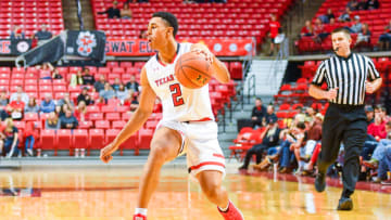 LUBBOCK, TX - NOVEMBER 22: Zhaire Smith #2 of the Texas Tech Red Raiders handles the ball during the game against the Wofford Terriers on November 22, 2017 at United Supermarkets Arena in Lubbock, Texas. Texas Tech defeated Wofford 79-56. (Photo by John Weast/Getty Images)