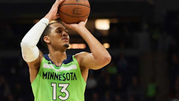 MINNEAPOLIS, MN - MARCH 09: Cameron Reynolds #13 of the Minnesota Timberwolves shoots the ball against the Washington Wizards during the game on March 9, 2019 at the Target Center in Minneapolis, Minnesota. NOTE TO USER: User expressly acknowledges and agrees that, by downloading and or using this Photograph, user is consenting to the terms and conditions of the Getty Images License Agreement. (Photo by Hannah Foslien/Getty Images)