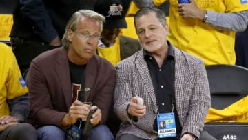 OAKLAND, CA - JUNE 04: (L-R) Vice Chairman of the Cleveland Cavaliers Nate Forbes and Cavaliers owner Dan Gilbert attend Game 2 of the 2017 NBA Finals at ORACLE Arena on June 4, 2017 in Oakland, California. NOTE TO USER: User expressly acknowledges and agrees that, by downloading and or using this photograph, User is consenting to the terms and conditions of the Getty Images License Agreement. (Photo by Ezra Shaw/Getty Images)