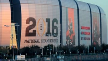 Jan 9, 2016; Glendale, AZ, USA; A general view of University Of Phoenix Stadium prior to the CFP National Championship between the Clemson Tigers and the Alabama Crimson Tide. Mandatory Credit: Joe Camporeale-USA TODAY Sports