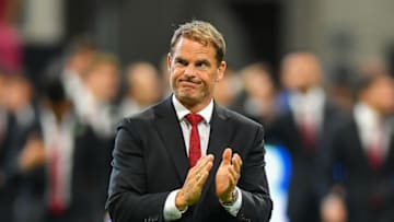 ATLANTA, GA AUGUST 03: Atlanta United head coach Frank de Boer applauds the fans as he walks into the stadium prior to the start of the MLS match between LA Galaxy and Atlanta United FC on August 3rd, 2019 at Mercedes-Benz Stadium in Atlanta, GA. (Photo by Rich von Biberstein/Icon Sportswire via Getty Images)