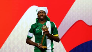 VINA DEL MAR, CHILE - NOVEMBER 08: Kelechi Nwakali of Nigeria poses with the adidas golden ball after the FIFA U-17 Men's World Cup 2015 final match between Mali and Nigeria at Estadio Sausalito on November 8, 2015 in Vina del Mar, Chile. (Photo by Martin Rose - FIFA/FIFA via Getty Images)