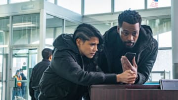 CHICAGO P.D. -- "Lines" Episode 718 -- Pictured: (l-r) Lisseth Chavez as Vanessa Rojas, LaRoyce Hawkins as Kevin Atwater -- (Photo by: Matt Dinerstein/NBC)