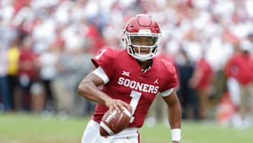 NORMAN, OK - SEPTEMBER 08: Oklahoma Sooners quarterback Kyler Murray (1) scrambles with the ball against UCLA Bruins during the UCLA Bruins game versus the Oklahoma Sooners on September 08, 2018, at Gaylord Family Oklahoma Memorial Stadium in Norman, OK. (Photo by Alonzo Adams/Icon Sportswire via Getty Images)