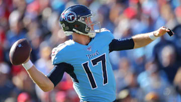 NASHVILLE, TENNESSEE - NOVEMBER 10: Quarterback Ryan Tannehill #17 of the Tennessee Titans passes against the Kansas City Chiefs in the second quarter at Nissan Stadium on November 10, 2019 in Nashville, Tennessee. (Photo by Brett Carlsen/Getty Images)