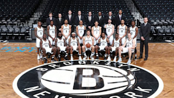 BROOKLYN, NY - APRIL 01: The Brooklyn Nets pose for a team photo at the Barclays Center in Brooklyn, New York on April 1, 2017. NOTE TO USER: User expressly acknowledges and agrees that, by downloading and/or using this photograph, user is consenting to the terms and conditions of the Getty Images License Agreement. Mandatory Copyright Notice: Copyright 2017 NBAE (Photo by Nathaniel S. Butler/NBAE via Getty Images)