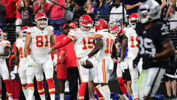 Kansas City Chiefs wide receiver Tyreek Hill and quarterback Patrick Mahomes. (Gary A. Vasquez-USA TODAY Sports)