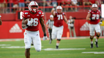 LINCOLN, NE - SEPTEMBER 14: Running back Dedrick Mills #26 of the Nebraska Cornhuskers breaks free on a run in the first quarter against the Northern Illinois Huskies at Memorial Stadium on September 14, 2019 in Lincoln, Nebraska. (Photo by Steven Branscombe/Getty Images)