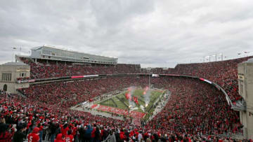 The Ohio State Buckeyes take the field for Saturday's NCAA Division I football game between the Ohio State University Buckeyes and the Purdue University Boilerbmakers at Ohio Stadium in Columbus, Oh., on November 13, 2021.Osu21pur Bjp 129