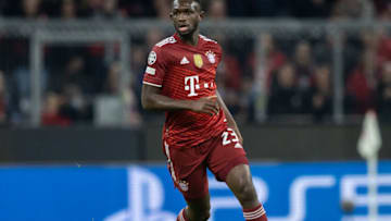 Tanguy Kouassi in action for Bayern Munich against Benfica in the Champions League. (Photo by Boris Streubel/Getty Images)