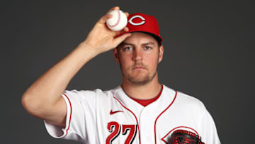 GOODYEAR, ARIZONA - FEBRUARY 19: Trevor Bauer #27 poses during Cincinnati Reds Photo Day on February 19, 2020 in Goodyear, Arizona. (Photo by Jamie Squire/Getty Images)