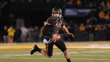 Oct 26, 2013; Columbia, MO, USA; Missouri Tigers quarterback Maty Mauk (7) runs with the ball during the second quarter against South Carolina at Faurot Field. South Carolina won 27-24. Mandatory Credit: Denny Medley-USA TODAY Sports