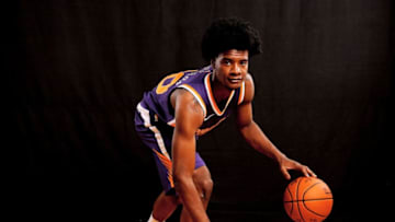 GREENBURGH, NY - AUGUST 11: Josh Jackson of the Phoenix Suns poses for a portrait during the 2017 NBA Rookie Photo Shoot at MSG Training Center on August 11, 2017 in Greenburgh, New York. NOTE TO USER: User expressly acknowledges and agrees that, by downloading and or using this photograph, User is consenting to the terms and conditions of the Getty Images License Agreement. (Photo by Elsa/Getty Images)