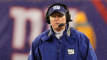 Dec 29, 2013; East Rutherford, NJ, USA; New York Giants head coach Tom Coughlin coaches against the Washington Redskins during a game at MetLife Stadium. The Giants defeated the Redskins 20-6. Mandatory Credit: Brad Penner-USA TODAY Sports
