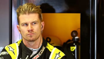 MONZA, ITALY - SEPTEMBER 06: Nico Hulkenberg of Germany and Renault Sport F1 looks on in the garage during practice for the F1 Grand Prix of Italy at Autodromo di Monza on September 06, 2019 in Monza, Italy. (Photo by Mark Thompson/Getty Images)