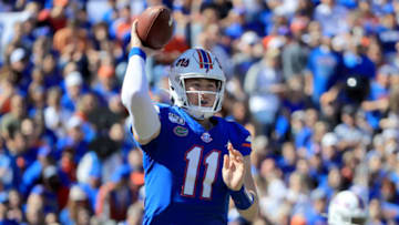 GAINESVILLE, FLORIDA - NOVEMBER 09: Kyle Trask #11 of the Florida Gators looks to pass during the game against the Vanderbilt Commodores at Ben Hill Griffin Stadium on November 09, 2019 in Gainesville, Florida. (Photo by Sam Greenwood/Getty Images)