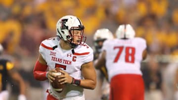 Sep 10, 2016; Tempe, AZ, USA; Texas Tech Red Raiders quarterback Patrick Mahomes II (5) against the Arizona State Sun Devils at Sun Devil Stadium. Mandatory Credit: Mark J. Rebilas-USA TODAY Sports