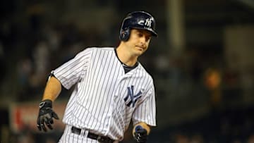 Sep 29, 2015; Bronx, NY, USA; New York Yankees left fielder Dustin Ackley (29) rounds the bases on his two run home run during the first inning against the Boston Red Sox at Yankee Stadium. Mandatory Credit: Anthony Gruppuso-USA TODAY Sports
