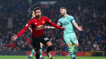MANCHESTER, ENGLAND - DECEMBER 05: Jesse Lingard of Manchester United celebrates after scoring his team's second goal during the Premier League match between Manchester United and Arsenal FC at Old Trafford on December 5, 2018 in Manchester, United Kingdom. (Photo by Clive Brunskill/Getty Images)