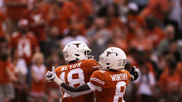 Isaiah Neyor, Xavier Worthy, Texas Football Mandatory Credit: Aaron E. Martinez-USA TODAY NETWORK
