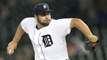 Sep 28, 2016; Detroit, MI, USA; Detroit Tigers starting pitcher Michael Fulmer (32) pitches the ball during the fourth inning against the Cleveland Indians at Comerica Park. Mandatory Credit: Raj Mehta-USA TODAY Sports