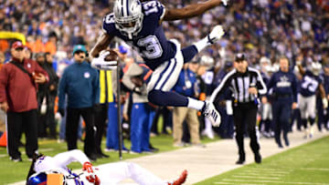 EAST RUTHERFORD, NEW JERSEY - NOVEMBER 04: Michael Gallup #13 of the Dallas Cowboys jumps over Janoris Jenkins #20 of the New York Giants for a touchdown in the fourth quarter of their game at MetLife Stadium on November 04, 2019 in East Rutherford, New Jersey. (Photo by Emilee Chinn/Getty Images)