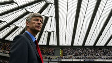 NEWCASTLE, ENGLAND - APRIL 11: Arsene Wenger, Arsenal Manager, looks on during the FA Barclaycard Premiership match between Newcastle United and Arsenal at St. James Park April 11, 2004 in Newcastle, England. (Photo by Laurence Griffiths/Getty Images)