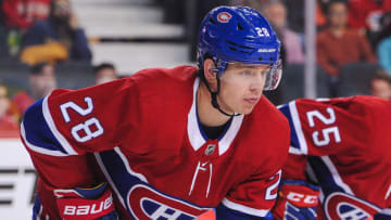 CALGARY, AB - DECEMBER 19: Mike Reilly #28 of the Montreal Canadiens in action against the Calgary Flames during an NHL game at Scotiabank Saddledome on December 19, 2019 in Calgary, Alberta, Canada. (Photo by Derek Leung/Getty Images)