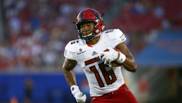 DALLAS, TX - SEPTEMBER 23: Arkansas State Red Wolves tight end Blake Mack (16) turns up field after a reception during a football game against the SMU Mustangs on September 23, 2017 at Gerald J. Ford Stadium in Dallas, TX (Photo by Mikel Galicia/Icon Sportswire via Getty Images)