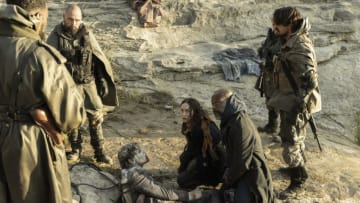 Alycia Debnam-Carey as Alicia Clark, Lennie James as Morgan Jones, Jared Gibson as Senator Walker, Colman Domingo as Victor Strand - Fear the Walking Dead _ Season 7, Episode 8 - Photo Credit: Lauren "Lo" Smith/AMC