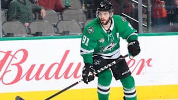 DALLAS, TX - MARCH 25: Tyler Seguin #91 of the Dallas Stars skates against the Vancouver Canucks at the American Airlines Center on March 25, 2018 in Dallas, Texas. (Photo by Glenn James/NHLI via Getty Images) *** Local Caption *** Tyler Seguin